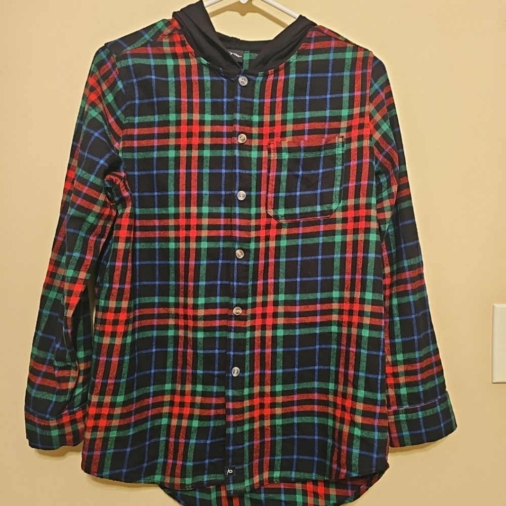 Art Class Boys Flannel Hooded Button-Down Shirt  Plaid‎ XL 14, Chritmas, Holiday